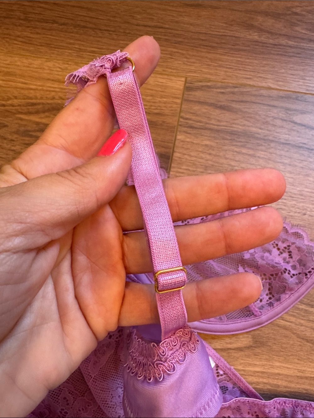 By Anthropologie Delicate Lace Underwire Bra & Boyshort Set light Purple size M - Picture 4 of 6